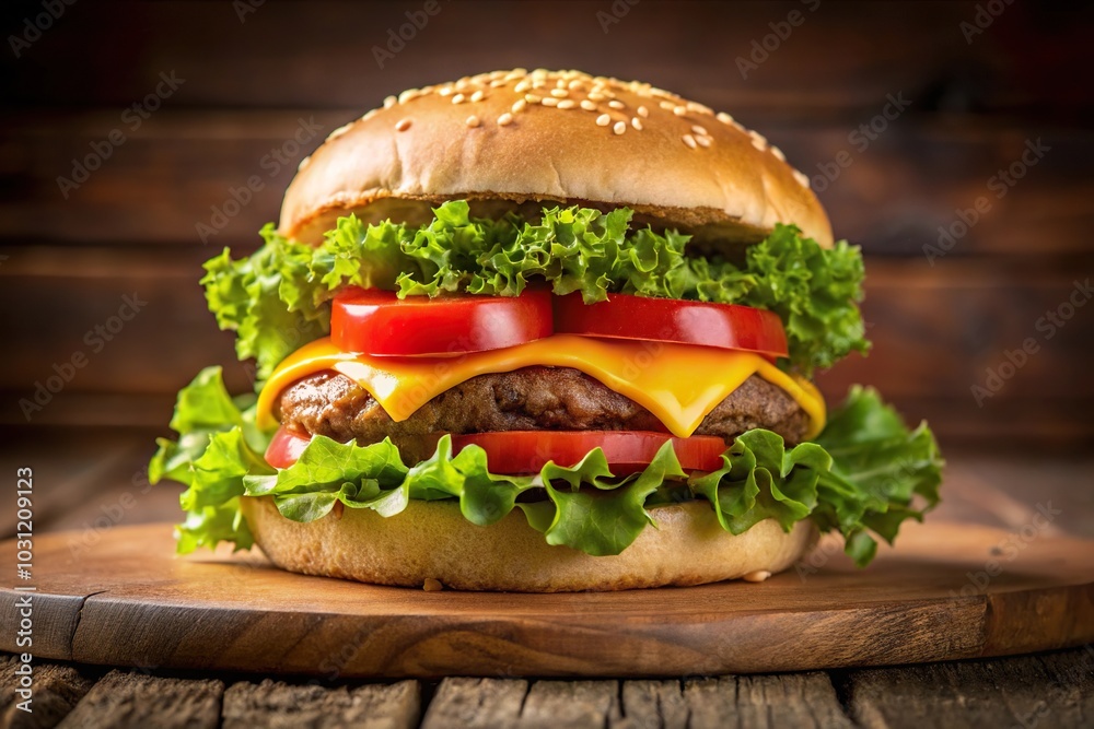 Juicy burger with lettuce tomato and cheese Juicy burger with lettuce tomato and cheese