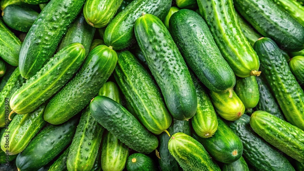 Juicy ripe cucumbers background high angle view Juicy ripe cucumbers background high angle view