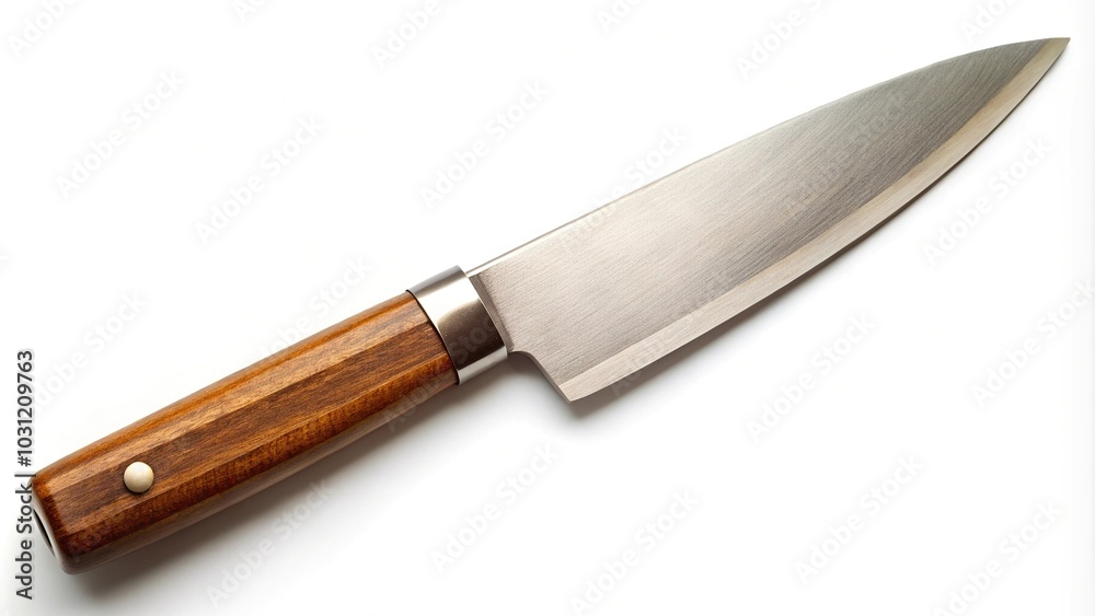 Kitchen knife with wood handle isolated on white background Kitchen knife with wood handle isolated on white background