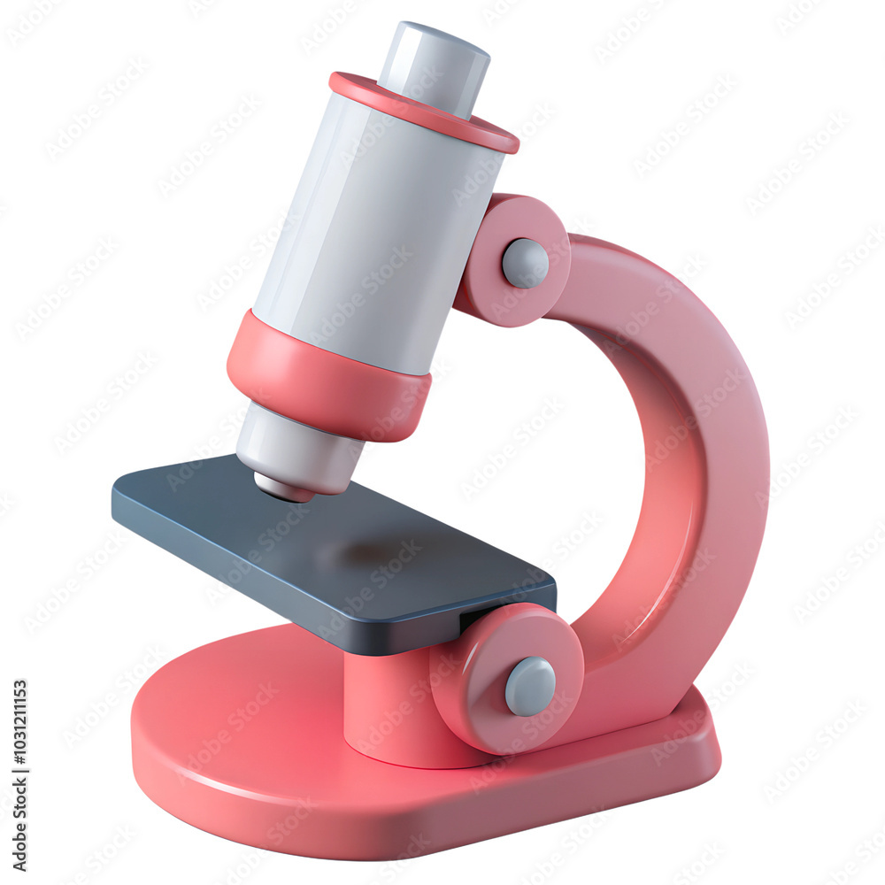 3D rendered pink microscope with a modern design on a transparent background, highlighting its sleek and minimalistic style. 3D rendered pink microscope with a modern design on a transparent background, highlighting its sleek and minimalistic style.