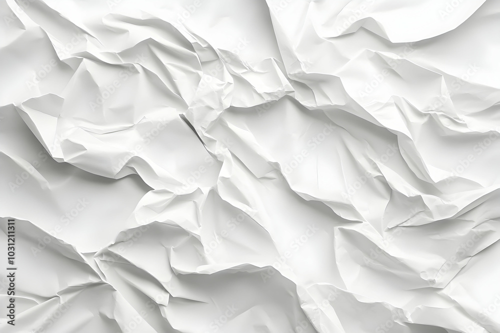 White Crumpled Paper Abstract Background