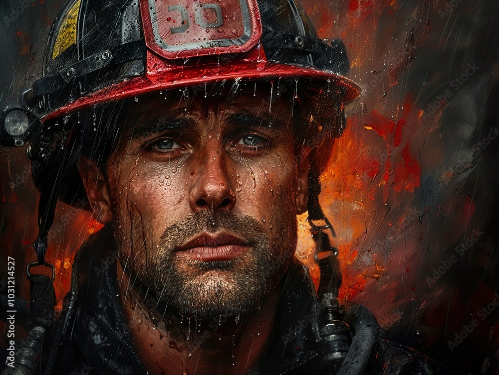 Firefighter Portrait: Courage in the Face of Flames Firefighter Portrait: Courage in the Face of Flames