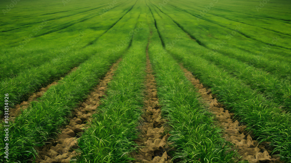 rice field in spring rice field in spring