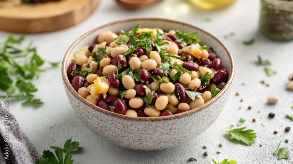 Colorful Bean Salad with Fresh Greens and Herbs Colorful Bean Salad with Fresh Greens and Herbs