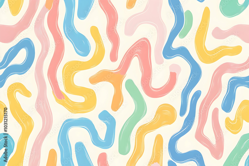 Abstract Background with Pastel Colors and Wavy Lines