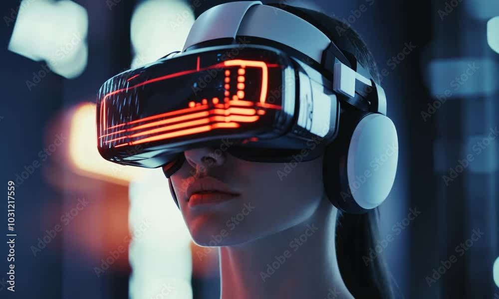 Woman Experiencing Virtual Reality Woman Experiencing Virtual Reality