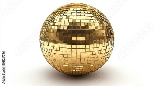 Shimmering Golden Disco Ball Celebrating New Year's Party Vibes