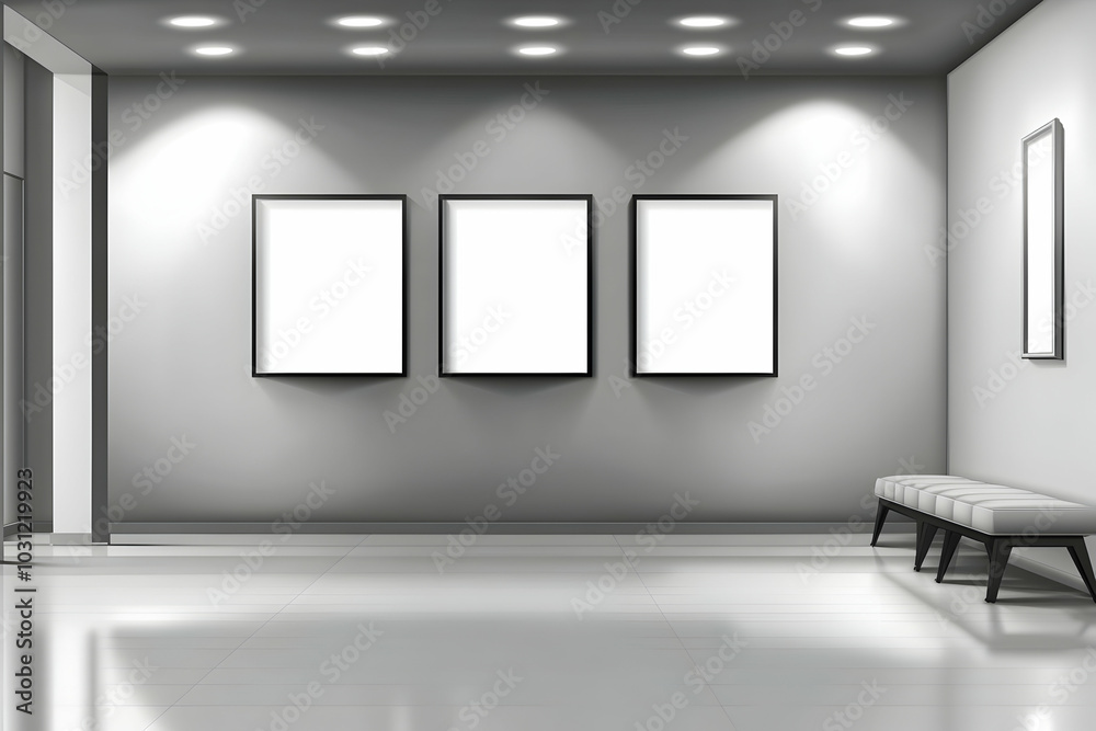 Modern Interior Design with Blank Frames Illustration Modern Interior Design with Blank Frames Illustration
