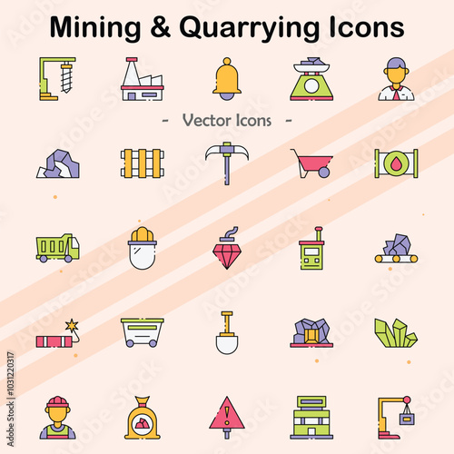 Icons representing mining and quarrying activities.