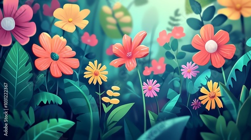 A Colorful Arrangement of Flowers in a Lush Garden