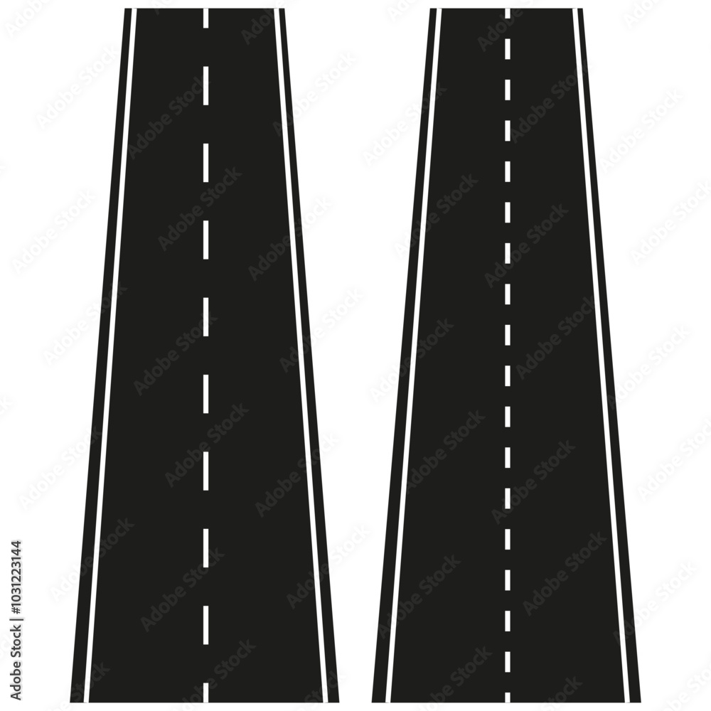 Highway vector icon. Dual lane road. Simple traffic symbol. Outline road design. Highway vector icon. Dual lane road. Simple traffic symbol. Outline road design.
