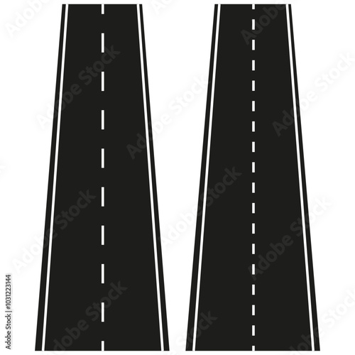 Highway vector icon. Dual lane road. Simple traffic symbol. Outline road design.