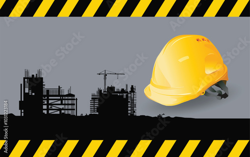 safety equipment, construction concept, Yellow safety hard hat. Vector illustration