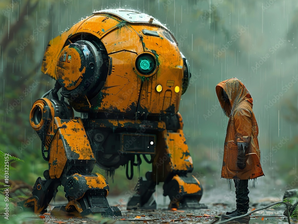 Robot in the Rain: A Futuristic Encounter Robot in the Rain: A Futuristic Encounter