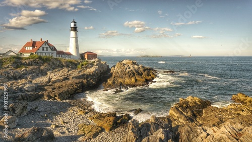 Portland Head Lighthouse Maine coastal Landscape