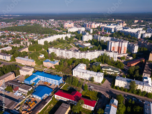 Panoramic view from drone of the residential district city Orekhovo-Zuyevo. Russia photo