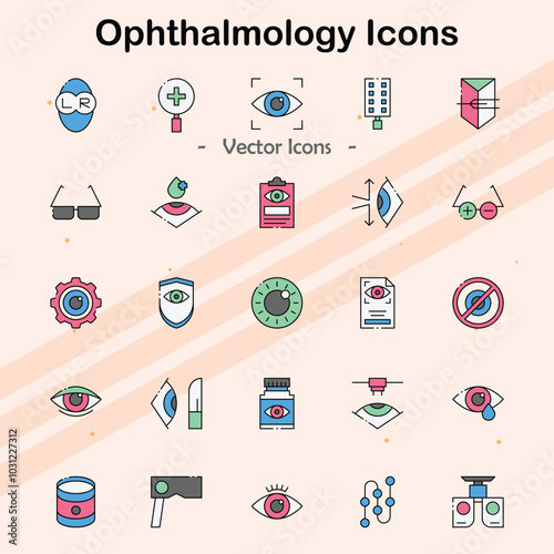 Icons representing eye care and ophthalmology.