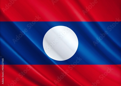 3D Laos Flag Banner Design with Copy Space and Color Gradation for Long Background Vector Illustration EPS 10