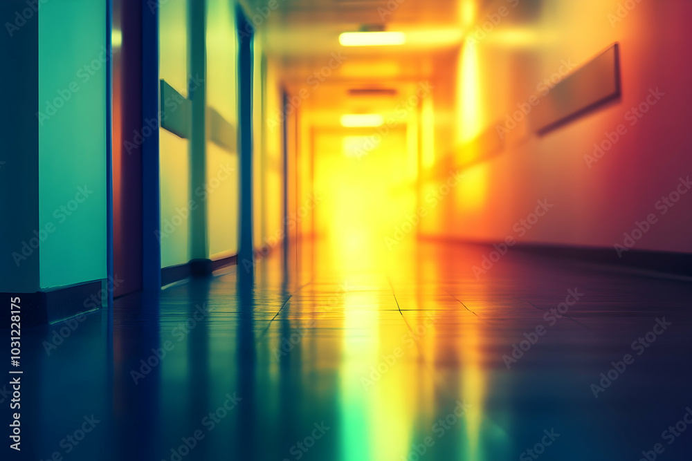 Abstract Background of a Colorful Hallway with Warm Lights Abstract Background of a Colorful Hallway with Warm Lights