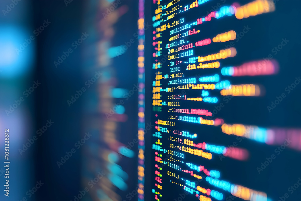 Abstract Background with Colorful Blurred Code Abstract Background with Colorful Blurred Code