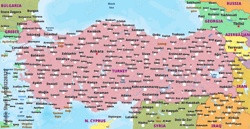 Fototapeta premium Simple political map of Turkey