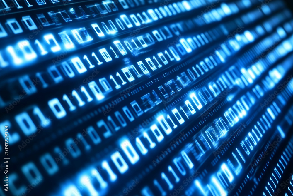 Abstract Background with Glowing Binary Code Abstract Background with Glowing Binary Code