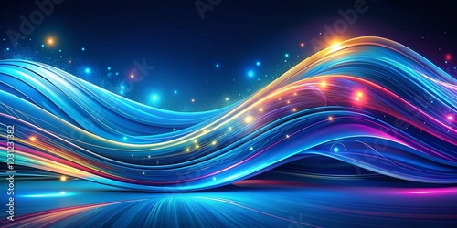 Abstract Blue Wave Background - Night Photography of Colorful Banners and Textures for Stunning Visuals