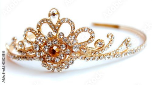 Glamorous Golden New Year's Tiara with Sparkling Jewels