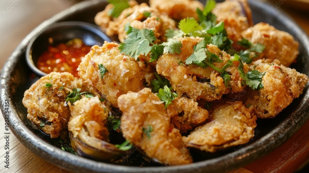 Crispy Fried Snack Platter with Dipping Sauce Crispy Fried Snack Platter with Dipping Sauce