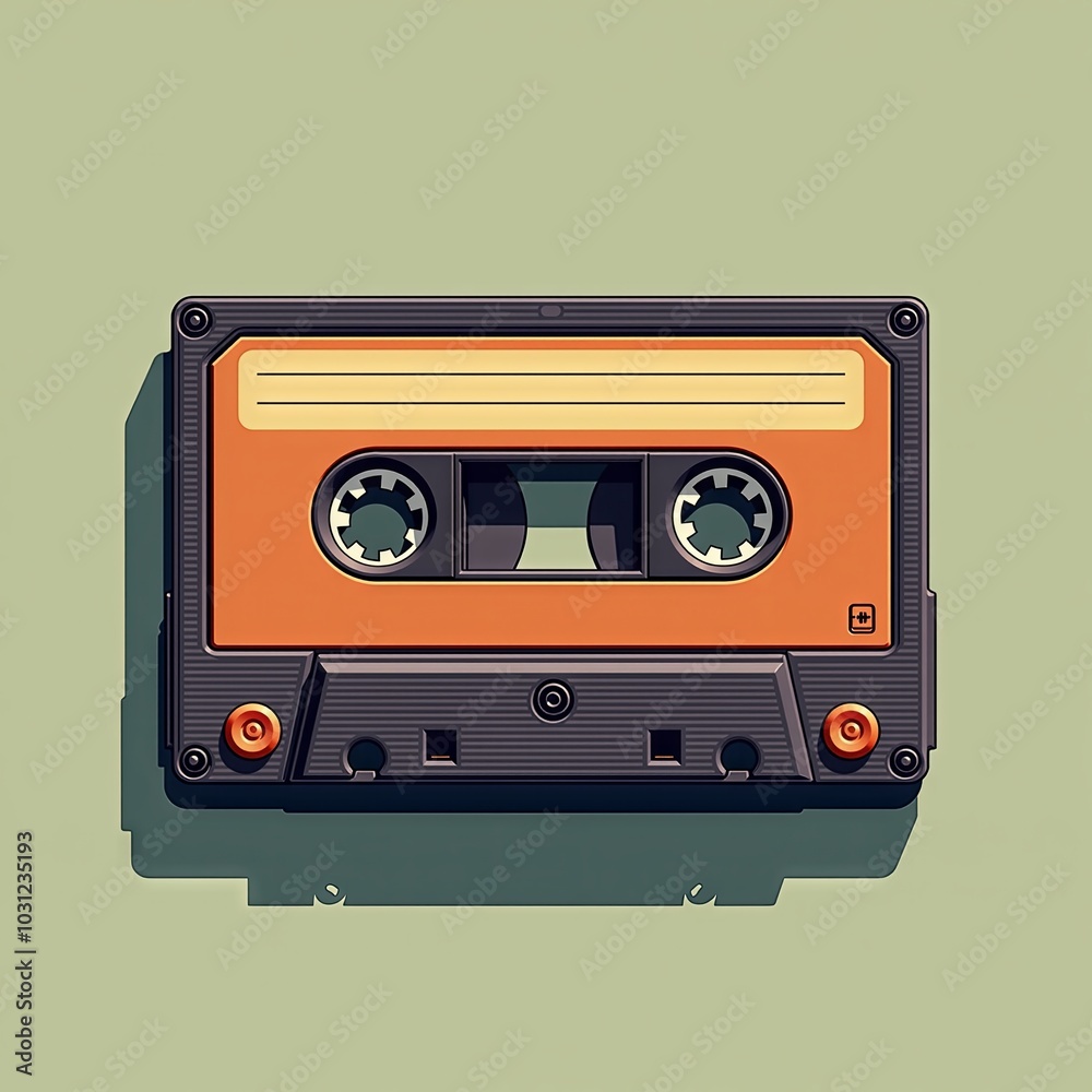 Obraz premium illustration of a cassette, magnetic tape. 