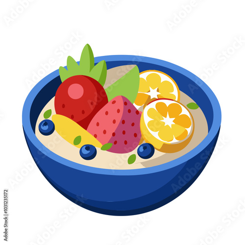 Traditional greek salad on a white platter. Tomatoes, cucumbers, feta cheese, lettuce leaves, olives, sweet peppers and onions. Top view vector illustration on a white background. Horiatiki