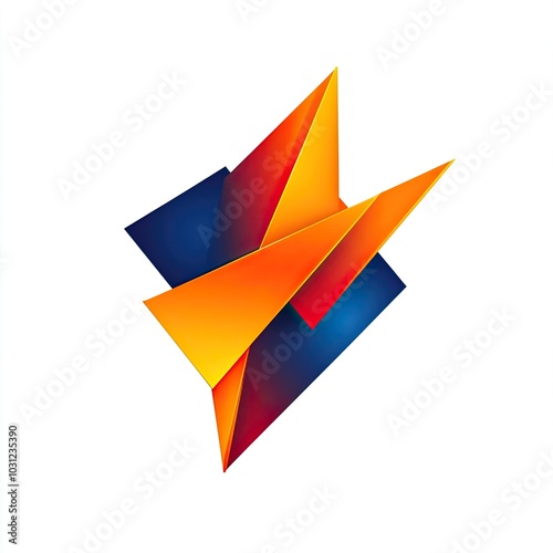 Abstract Geometric Design with Orange and Blue Shapes