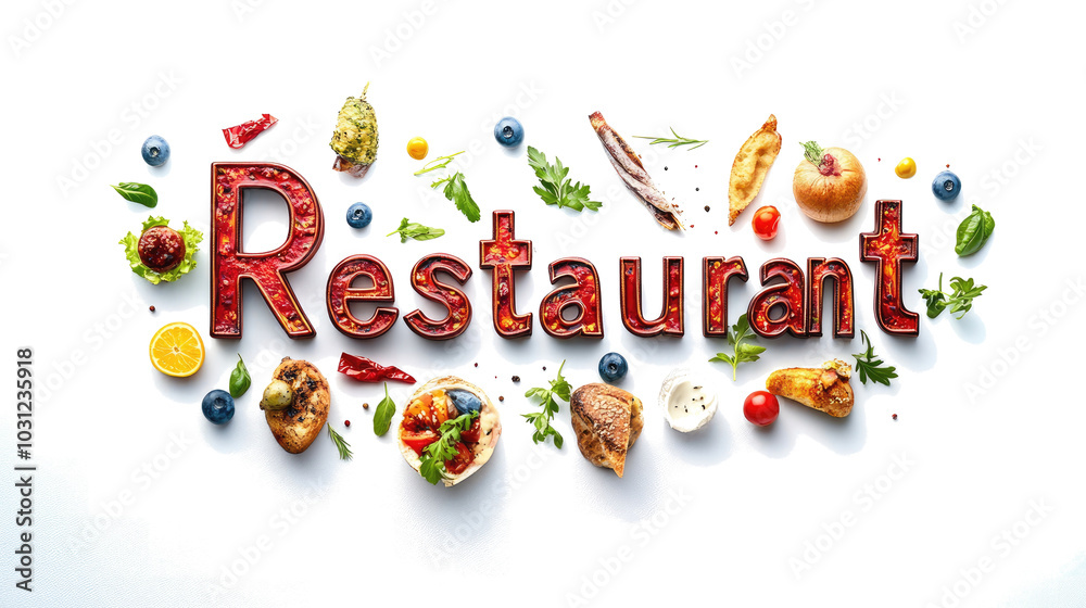 Fototapeta premium Fresh Ingredients in a Creative Restaurant Display Generative AI