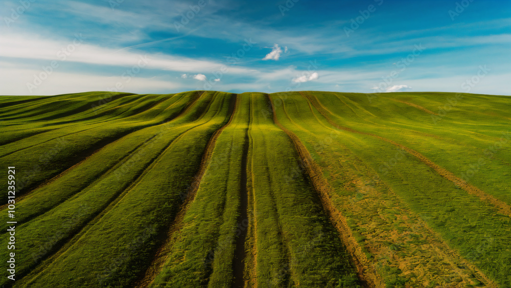 green field and sky green field and sky