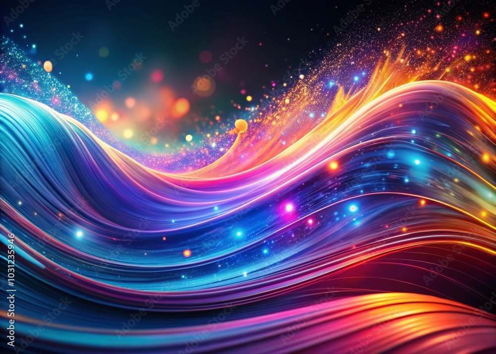 Fototapeta premium Abstract Futuristic Wave Design with Glowing Particles in Long Exposure for Stunning Backgrounds