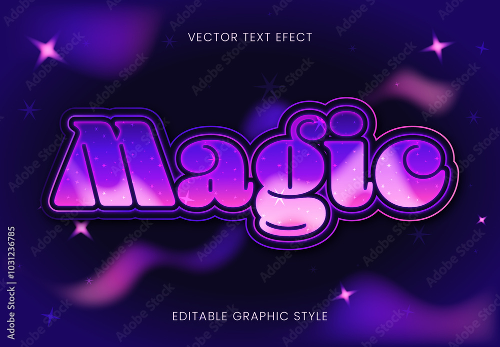 Purple And Pink Magic Font Sparkle Fantasy Witch Text Effect Stock ...