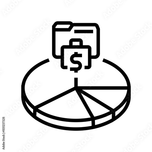 pie chart budget planning line icon vector. pie chart budget planning sign. isolated contour symbol black illustration