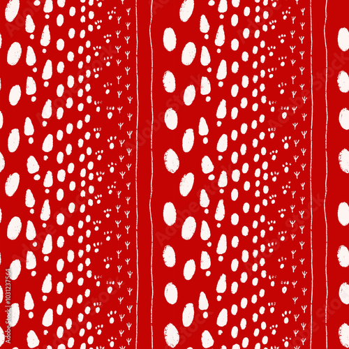 A collection of Christmas patterns in green and red colors. Festive winter mood