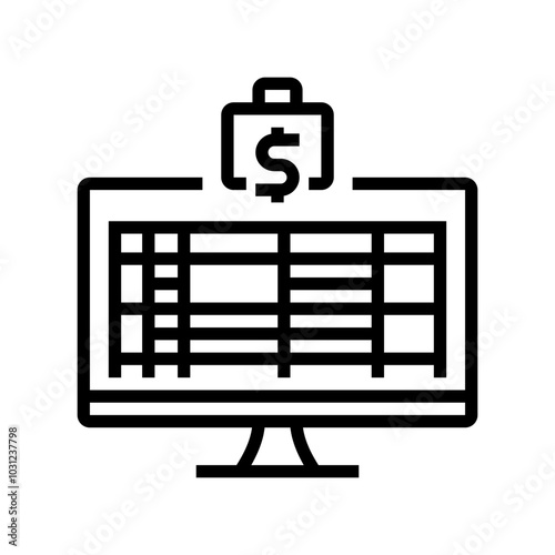 spreadsheet budgeting budget planning line icon vector. spreadsheet budgeting budget planning sign. isolated contour symbol black illustration