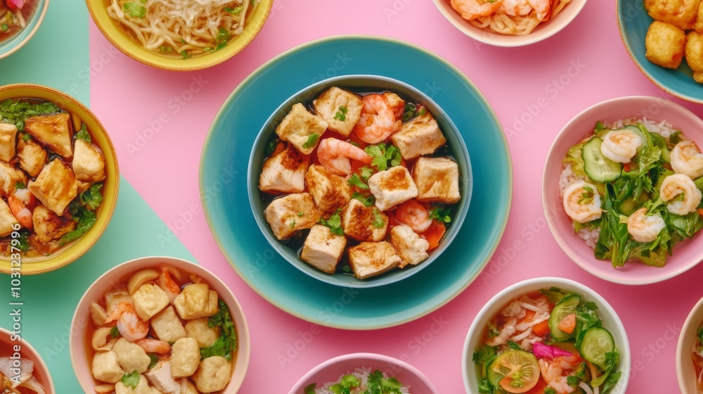 Colorful Array of Delicious Asian Dishes Colorful Array of Delicious Asian Dishes