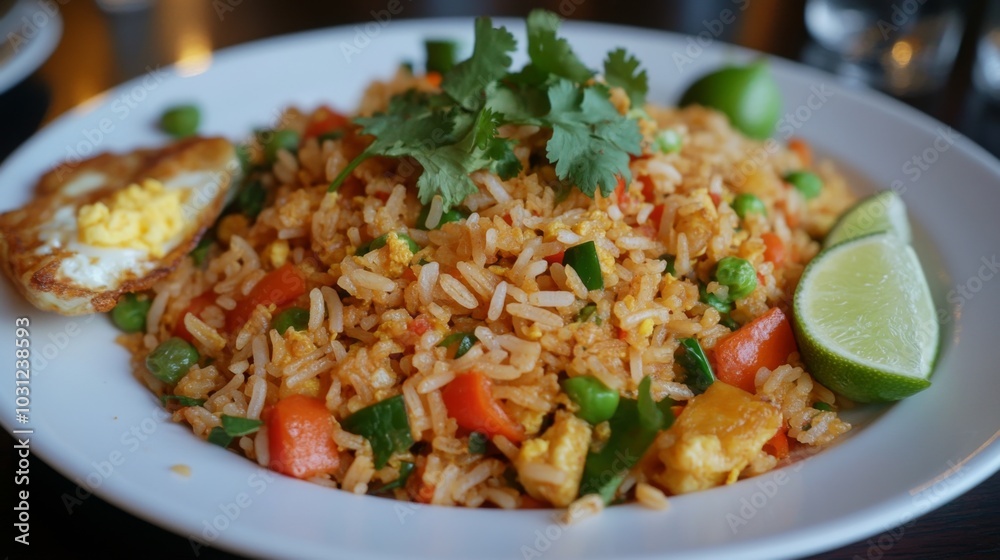 Colorful Fried Rice with Fresh Vegetables and Herbs Colorful Fried Rice with Fresh Vegetables and Herbs