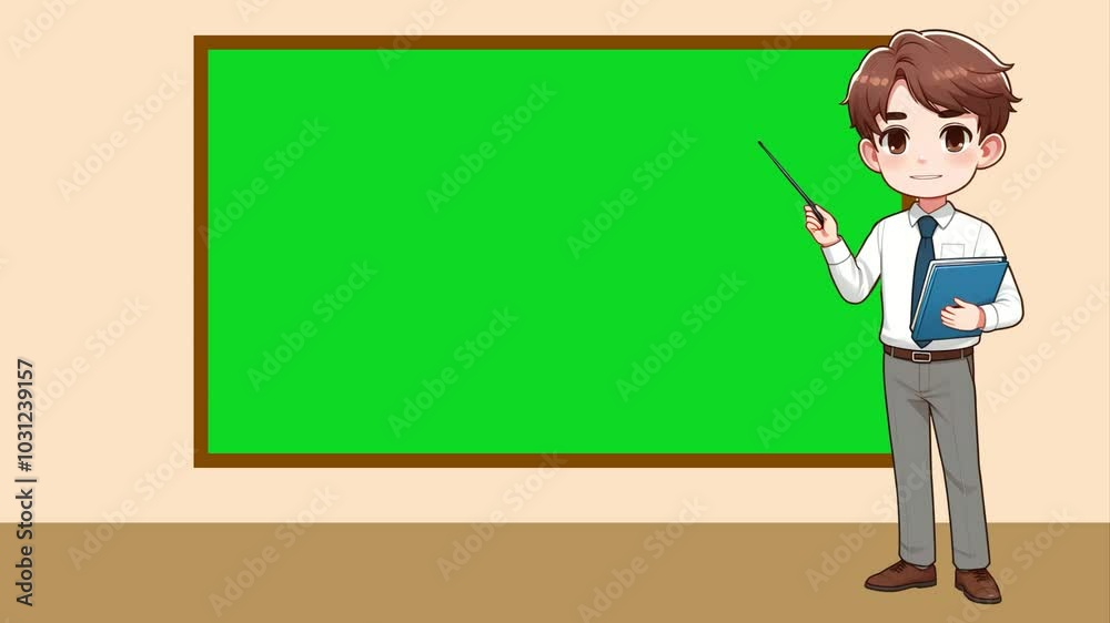 Green Screen Teacher Animation in Cartoon Style