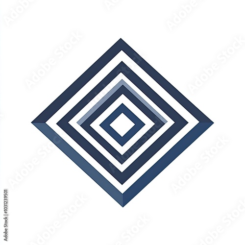 Abstract design of concentric blue squares on a white background