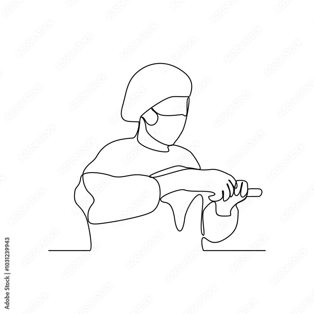 One continuous line drawing of Surgeon profession vector illustration. Surgeon profession design concept in simple continuous linear style. Dentist for educational presentation and business purpose. One continuous line drawing of Surgeon profession vector illustration. Surgeon profession design concept in simple continuous linear style. Dentist for educational presentation and business purpose.