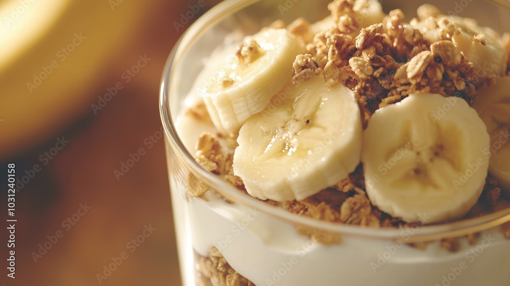 Delicious Yogurt with Bananas and Granola Topping Delicious Yogurt with Bananas and Granola Topping