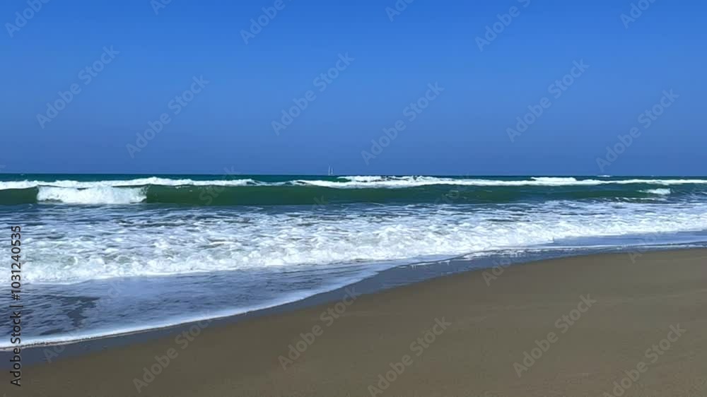 Patara Beach in Turkey is the longest sandy beach in Turkey. Beautiful, very fine sand and turquoise sea. Waves breaking on the sand. The beach with turtles. White foam. The Mediterranean Sea. 4K Patara Beach in Turkey is the longest sandy beach in Turkey. Beautiful, very fine sand and turquoise sea. Waves breaking on the sand. The beach with turtles. White foam. The Mediterranean Sea. 4K