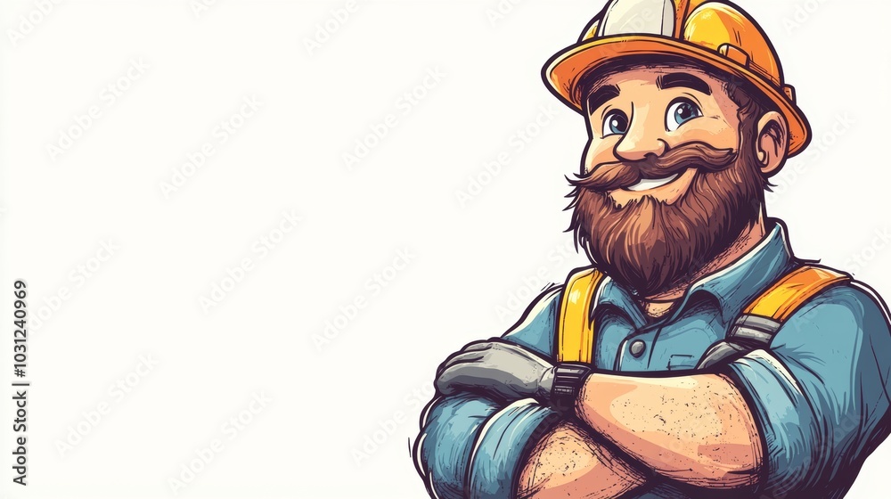 Happy Construction Worker Illustration Construction Work Safety Gear Happy Construction Worker Illustration Construction Work Safety Gear