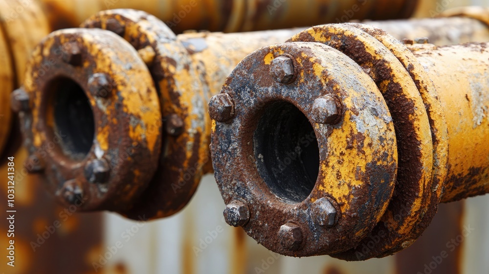 Rusty Industrial Pipes with Bolts and Patina Finish Rusty Industrial Pipes with Bolts and Patina Finish