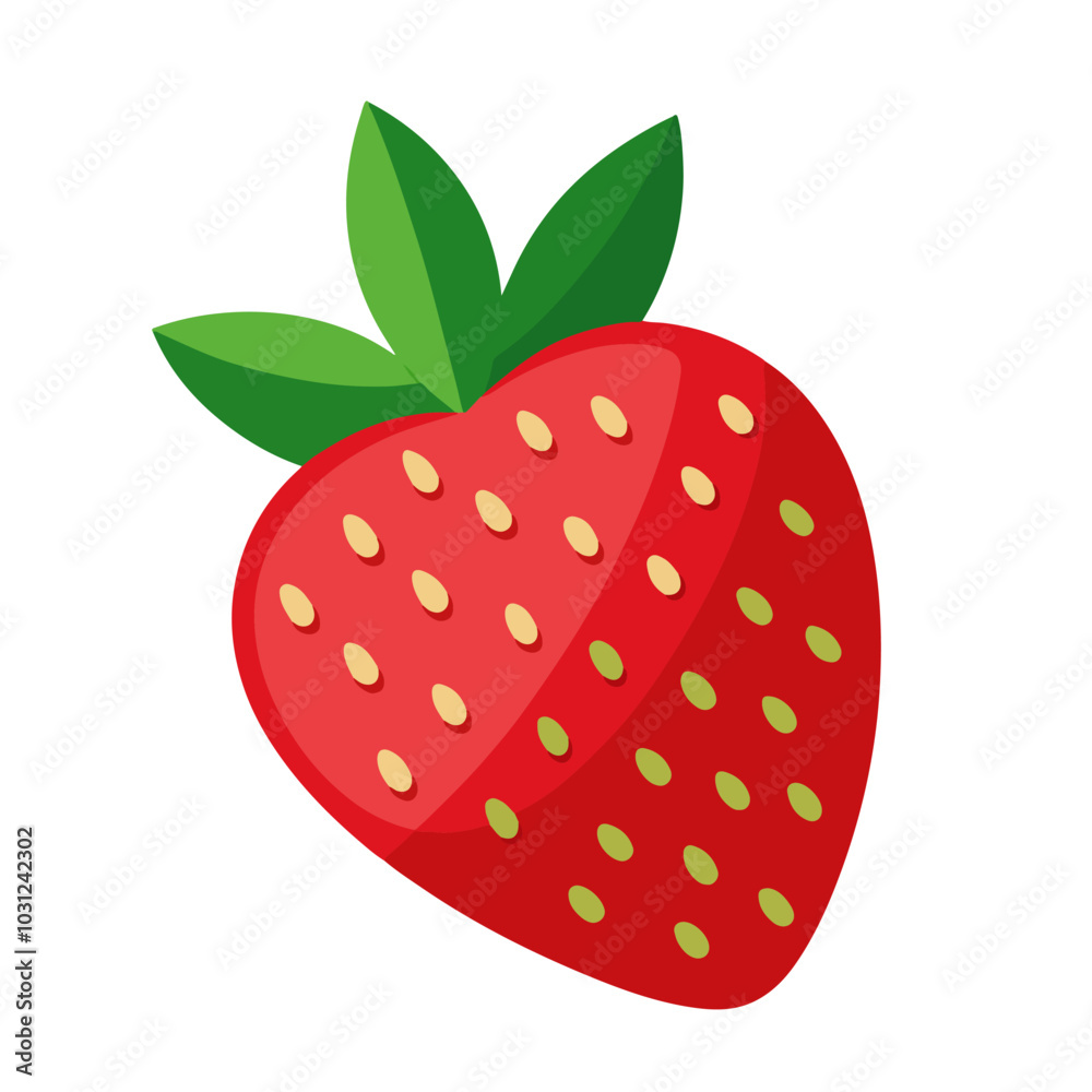 Strawberry set. Red strawberries with leaves and flowers. Juicy summer berries. Flat Vector illustration isolated on white background Strawberry set. Red strawberries with leaves and flowers. Juicy summer berries. Flat Vector illustration isolated on white background
