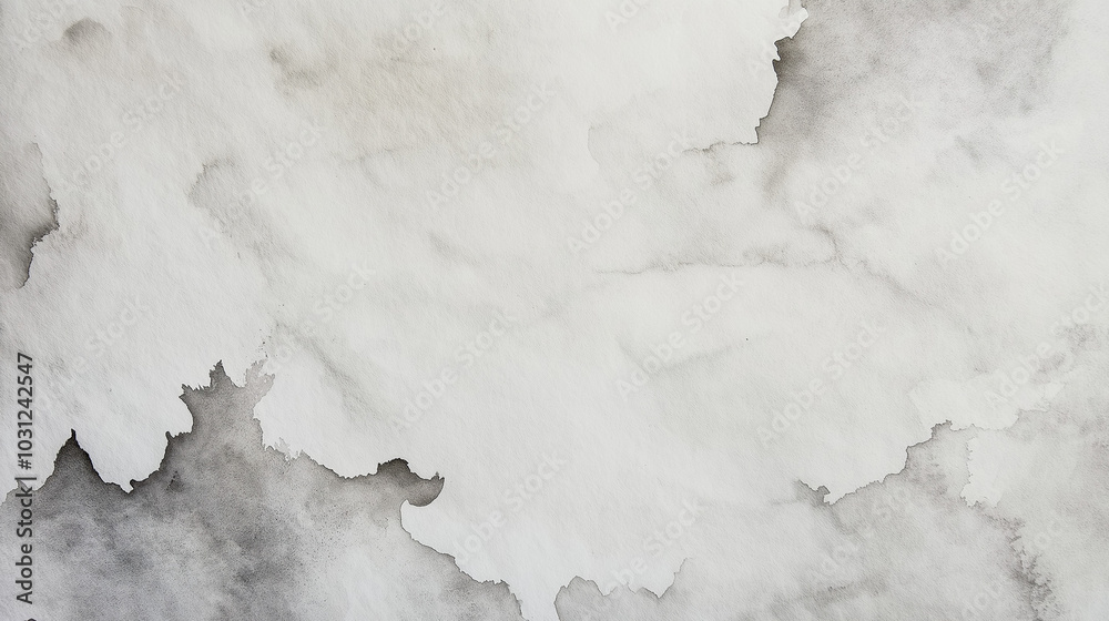 a close-up, top-down view of watercolor texture background: a single white watercolor wash applied on flat textured paper a close-up, top-down view of watercolor texture background: a single white watercolor wash applied on flat textured paper